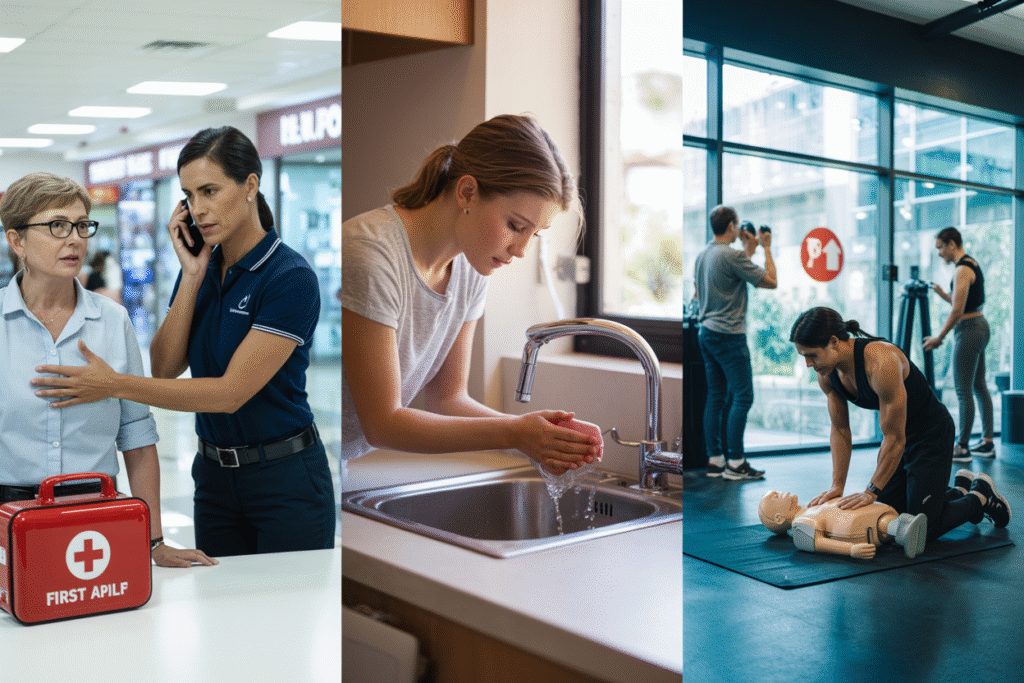 Students practicing CPR and AED use during Basic Emergency Life Support course training session