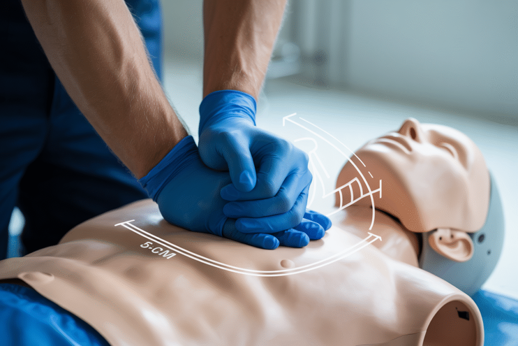Students practicing CPR techniques during Basic Emergency Life Support courses in Upper Mount Gravatt