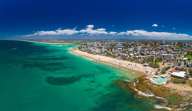 Caloundra beachfront and coastal pathway on the Sunshine Coast QLD