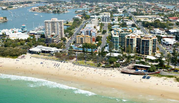 Mooloolaba Beach and coastline on the Sunshine Coast, Queensland