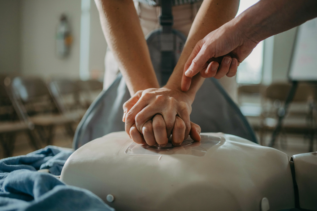 CPR practice under guidance