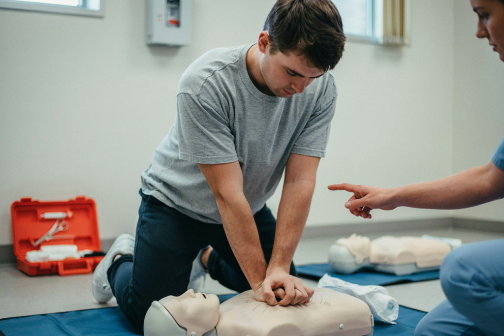 Practical session, CPR on manikin