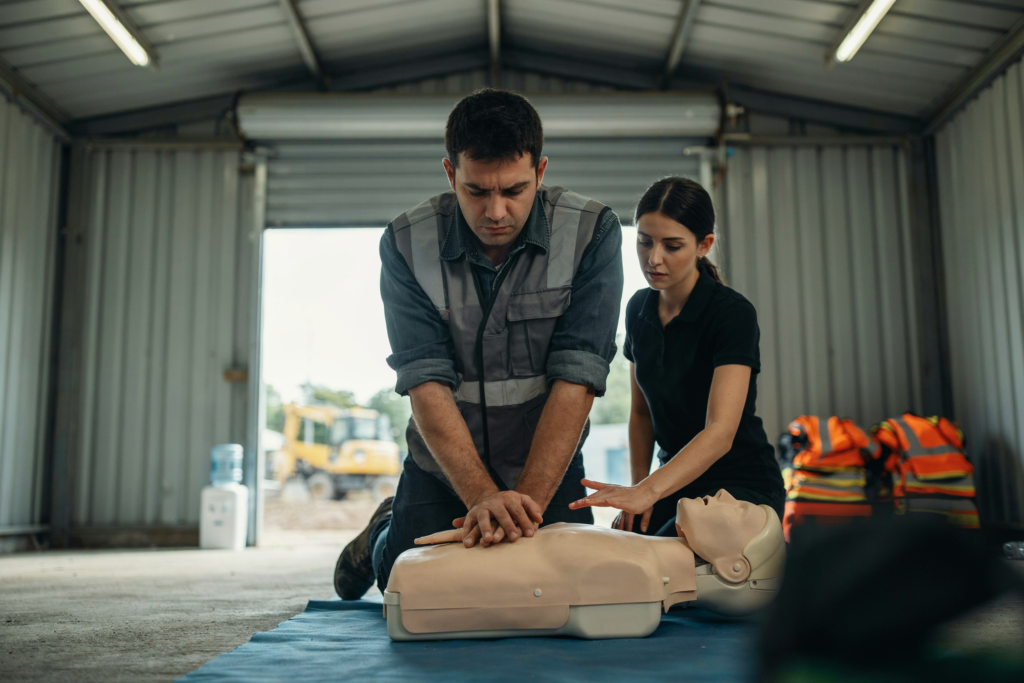 CPR refresher in a site shed