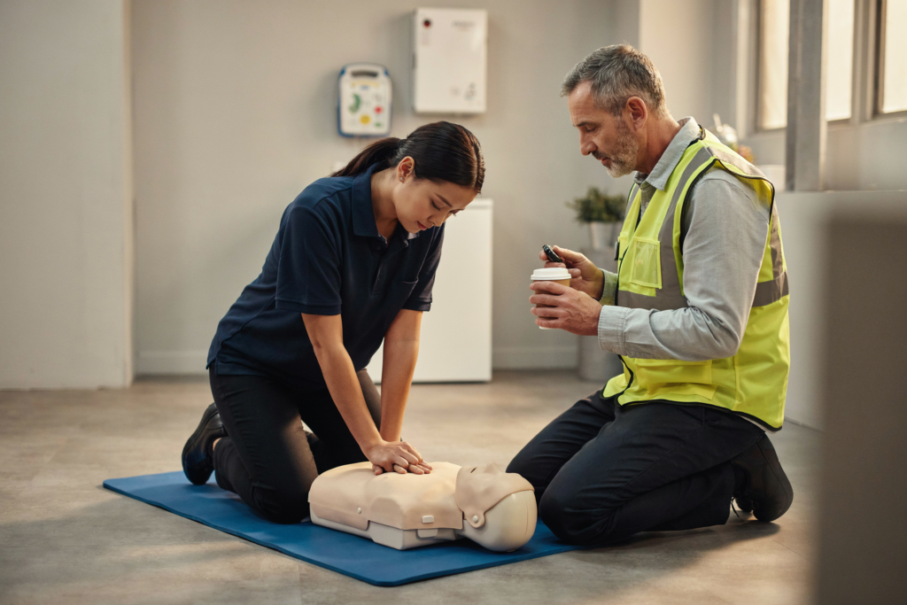 Monthly 10-minute drill in the first aid room