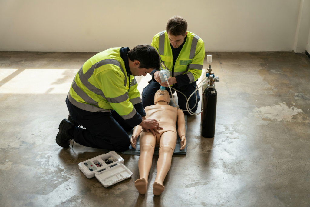 Two-rescuer CPR with BVM and oxygen